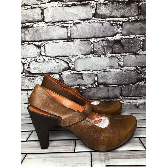 TSUBO AF4-02 Brown Leather Suede MaryJane Strap High Heels Women’s Sz 8M US/38EU - Picture 4 of 16